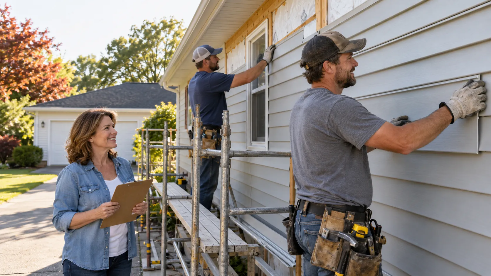 Home siding installation underway on a single-story house in Loomis, the Loomis area